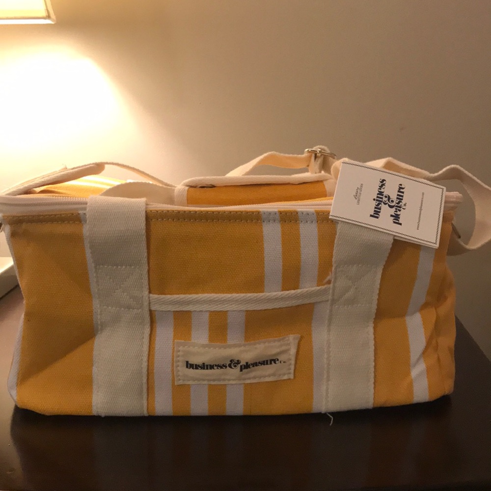 NEW- Business + Pleasure Yellow Stripe bag